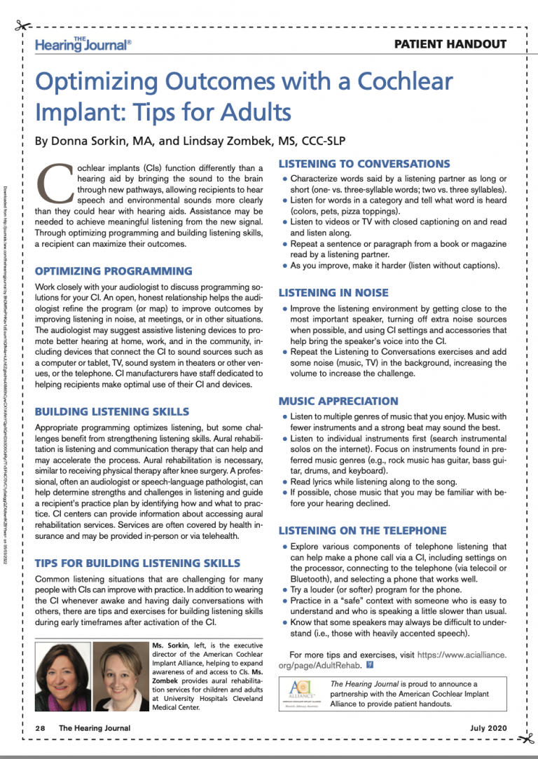 Adult Aural Rehabilitation Resources And Tips From ACIAlliance CIICA