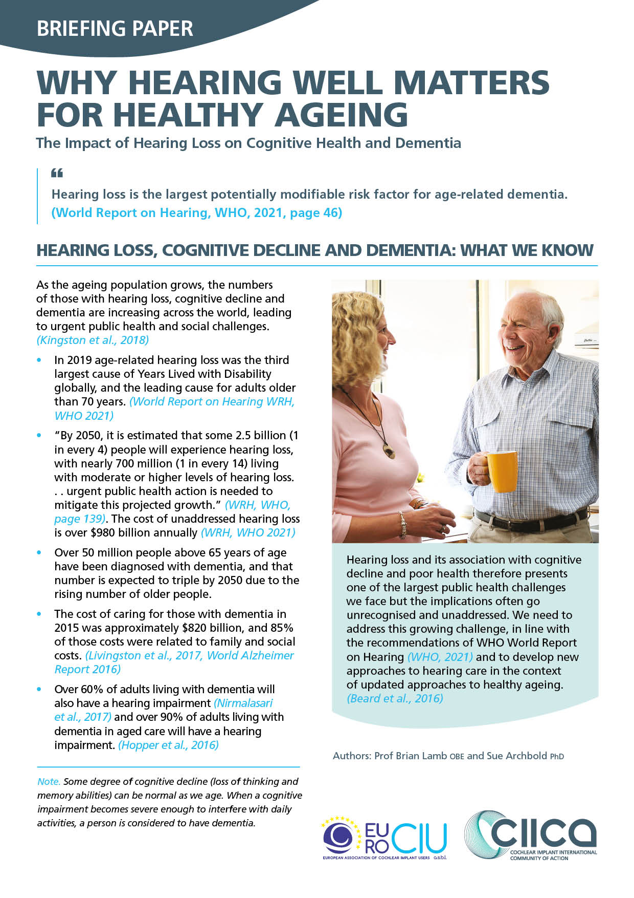 CIICA and EUROCIU launch new resource: WHY HEARING WELL MATTERS FOR HEALTHY AGEING