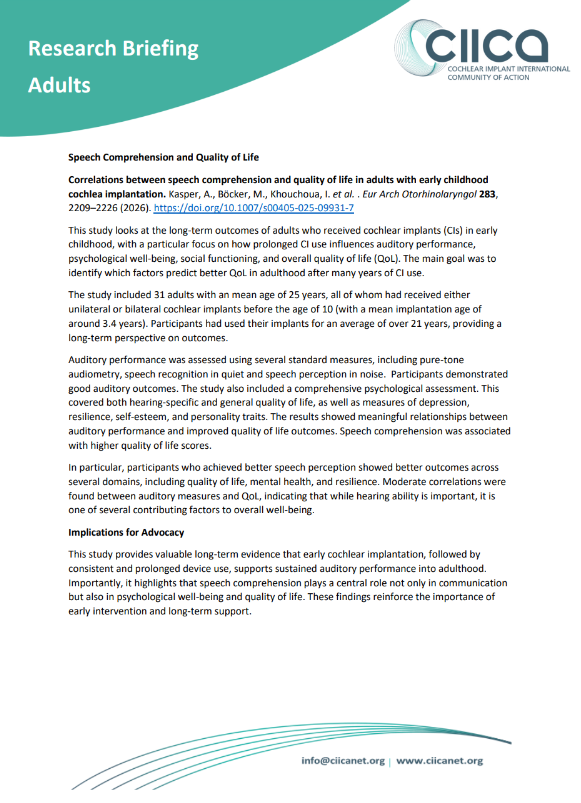 NEW RESEARCH BRIEFING FOR ADULTS: SEVEN RECENT PAPERS TO SUPPORT YOUR ADVOCACY WORK.